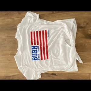 Burn boot camp American flag tie front shirt